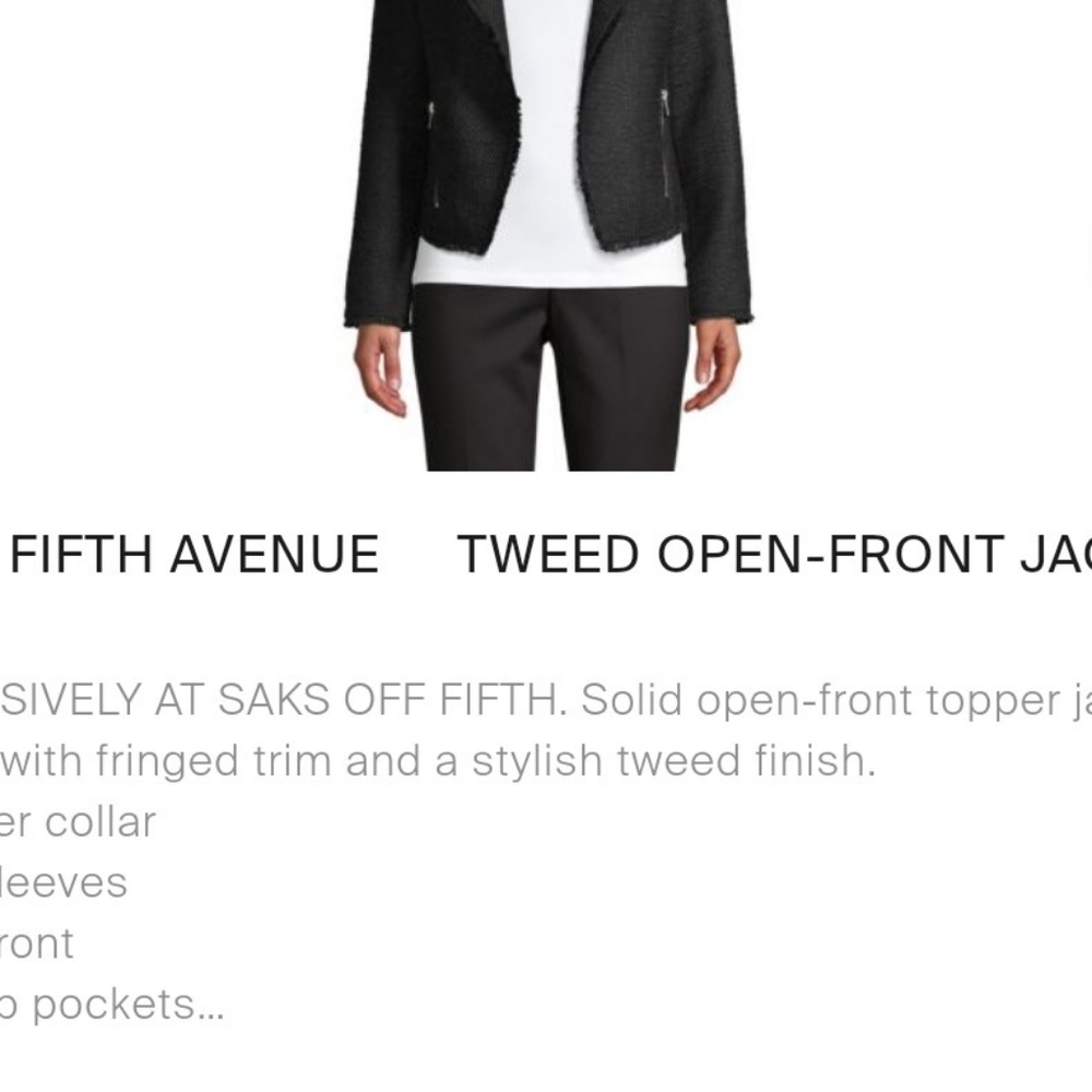 🖤Saks Fifth Avenue 🖤 tweed, open front jacket - Picture 11 of 11
